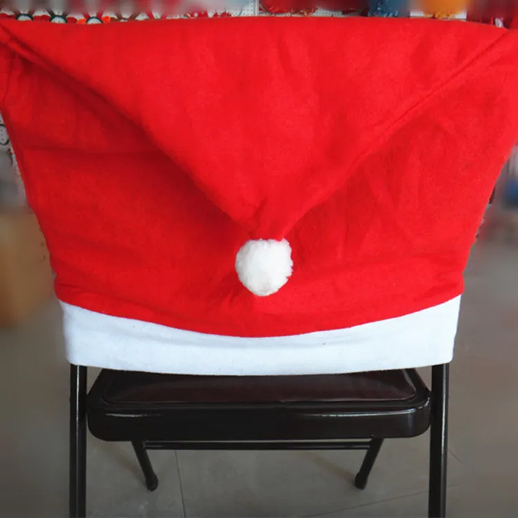 Новогодняя Рождественская красная шляпа, стильная задняя крышка для стула, украшение Санта Клауса, Рождественский обеденный стол, вечерние украшения, горячая 4 шт./партия
