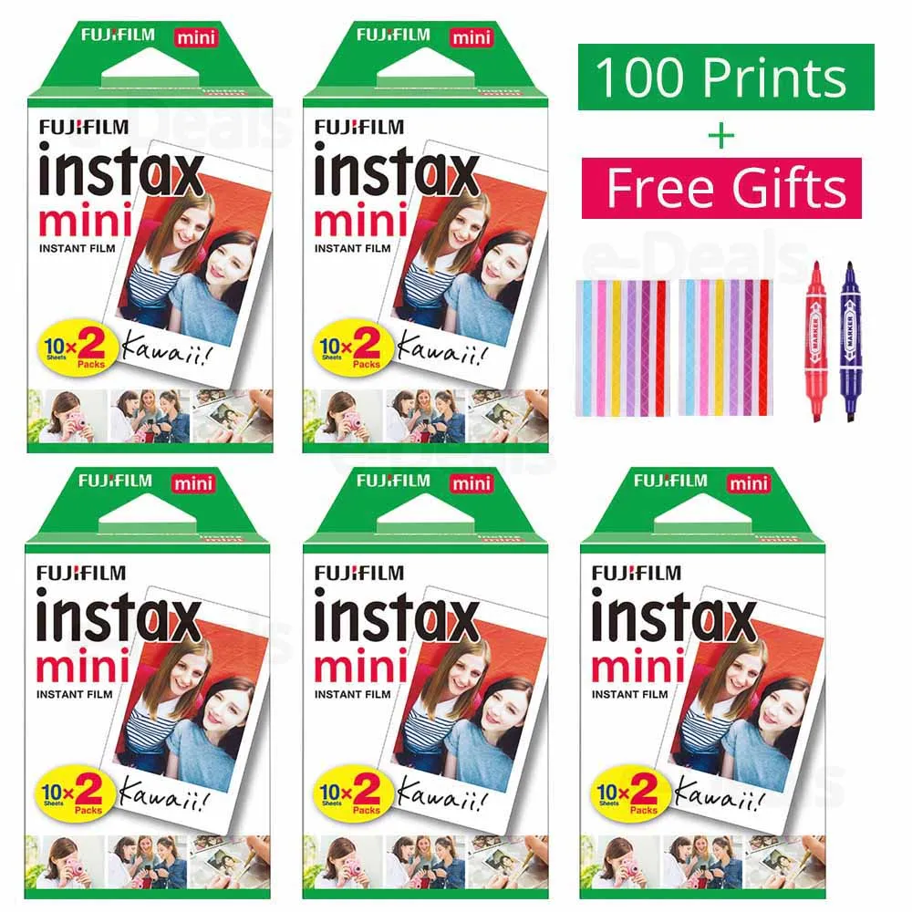 Белая фотобумага Fujifilm Instax Mini 100 листов мгновенная для камер 9 8 7s 90 70 25 50s принтер
