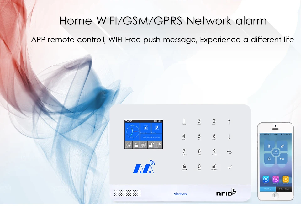 Marlboze беспроводная домашняя Безопасность GSM wifi GPRS сигнализация Система IOS Android приложение дистанционное управление RFID карта PIR датчик двери датчик комплект