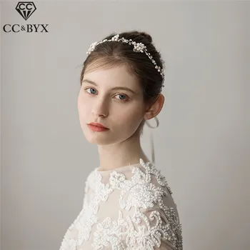 

CC Wedding Jewelry Hairbands Headbands Freshwater Pearl Engagement Hair Accessories For Bridal Leaf Shape Romantic Beads O523