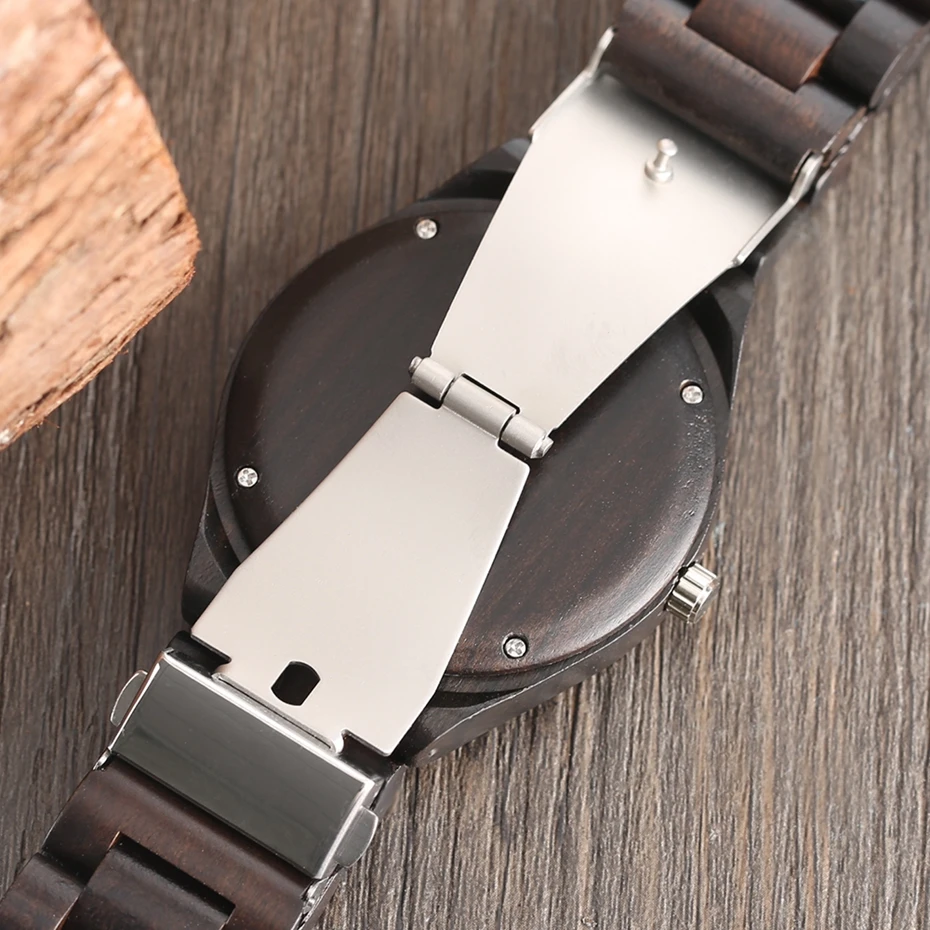 Ebony Full Wooden Watches Creative Light Green Dial Natural Wood Quartz Wrist Watch Mens Bangle Gifts Clock 2017 Reloj de madera 2017 (6)