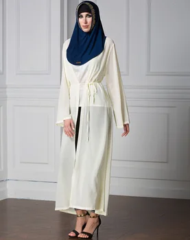 

Fashion Women Abaya Malaysia Dress Muslim Solid Patchwork Cardigan Chiffon Dress Turkish Dubai Dress Islamic Clothing