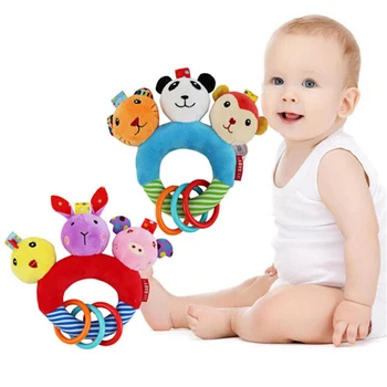 

Animal Head Circle Hand Grasp Rattle Development Accompany Toy Tiger Panda Monkey Shahped Rattles Bed Hanging Toys for Baby