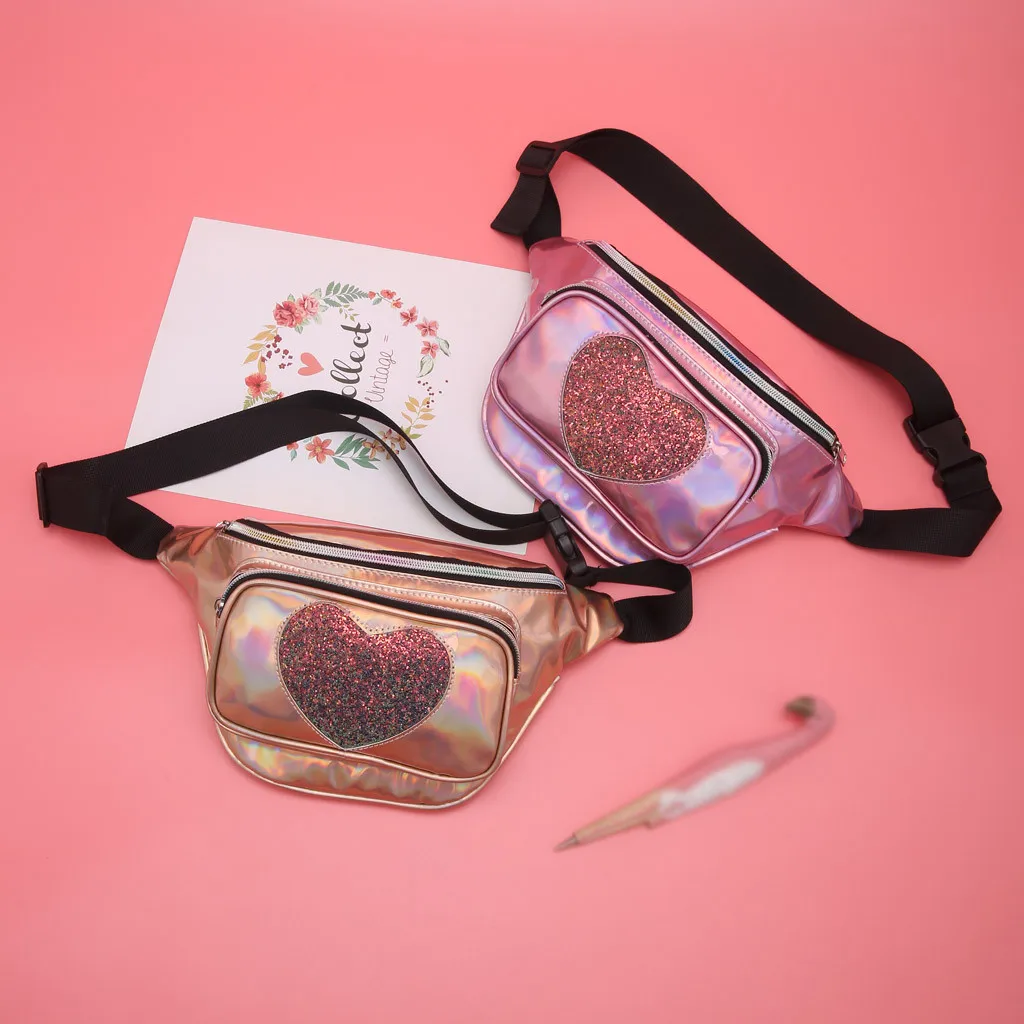 

Woman Ladies Waist Bag Fashion Wild Cool Heart-Shaped Radium Pockets Shoulder Messenger chest bags for women 2019 heuptas dames