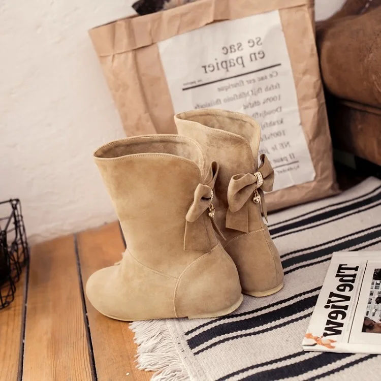 Big Size 11 12 13 14 The Trend of Butterfly-knot Sleeve in Boots after Rising in the Round Head of Europeans and Americans