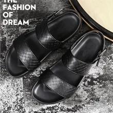 Г., мужские сандалии-гладиаторы с тиснением на липучке летние мужские пляжные сандалии с пряжкой на ремешке повседневная кожаная обувь