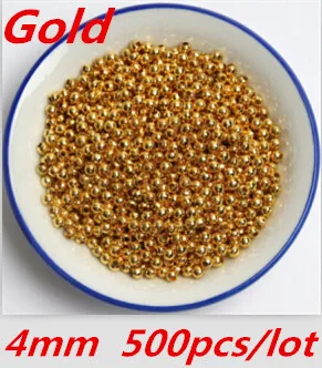 Выберите 3, 4, 5, 6, 8, 10, 12, 14 мм Золотые/серебряные ювелирные изделия, имитация жемчуга, бусины-разделители для самостоятельного изготовления ювелирных изделий, ожерелье, браслет - Цвет: Gold 4mm 500pcs