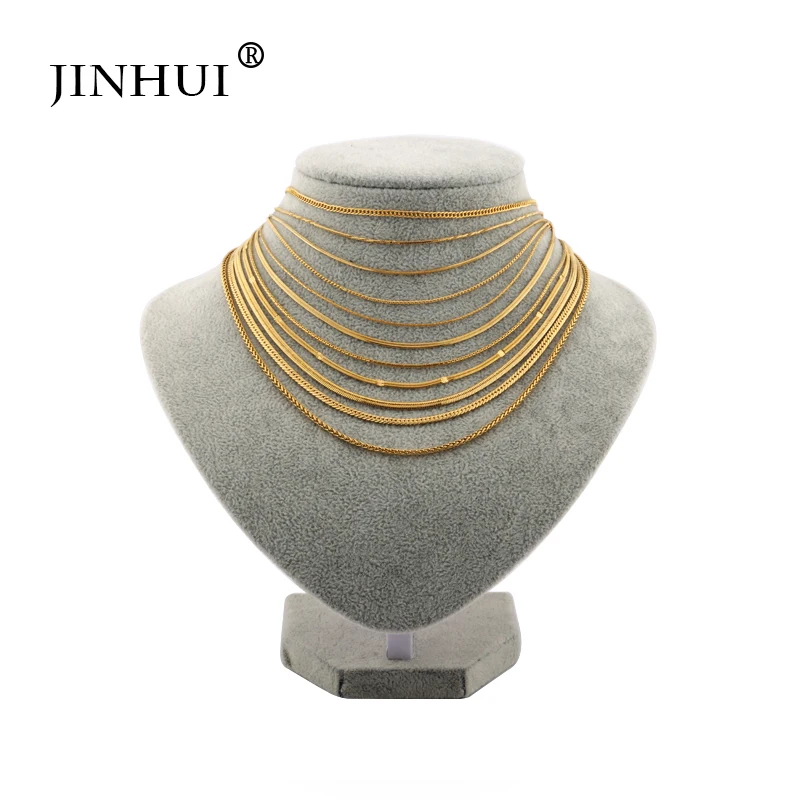 

Jin Hui African Trendy Golden Necklaces Length 45cm fashion Men Women Jewelry good friend Birthday present for girls gift