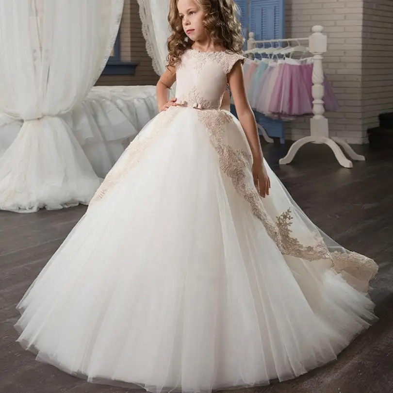 

Baby Girls Dress Kids Prom Ball Gown Elegant Princess Dress Wedding Party Vintage Evening Dress Lace Kids Costume Vestidos Y973