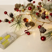 Светодиодный сосна сосновая шишка с медным проводом, батареей работает строка светильник 2 м светодиодный украшения для рождественской гирлянды на окно год