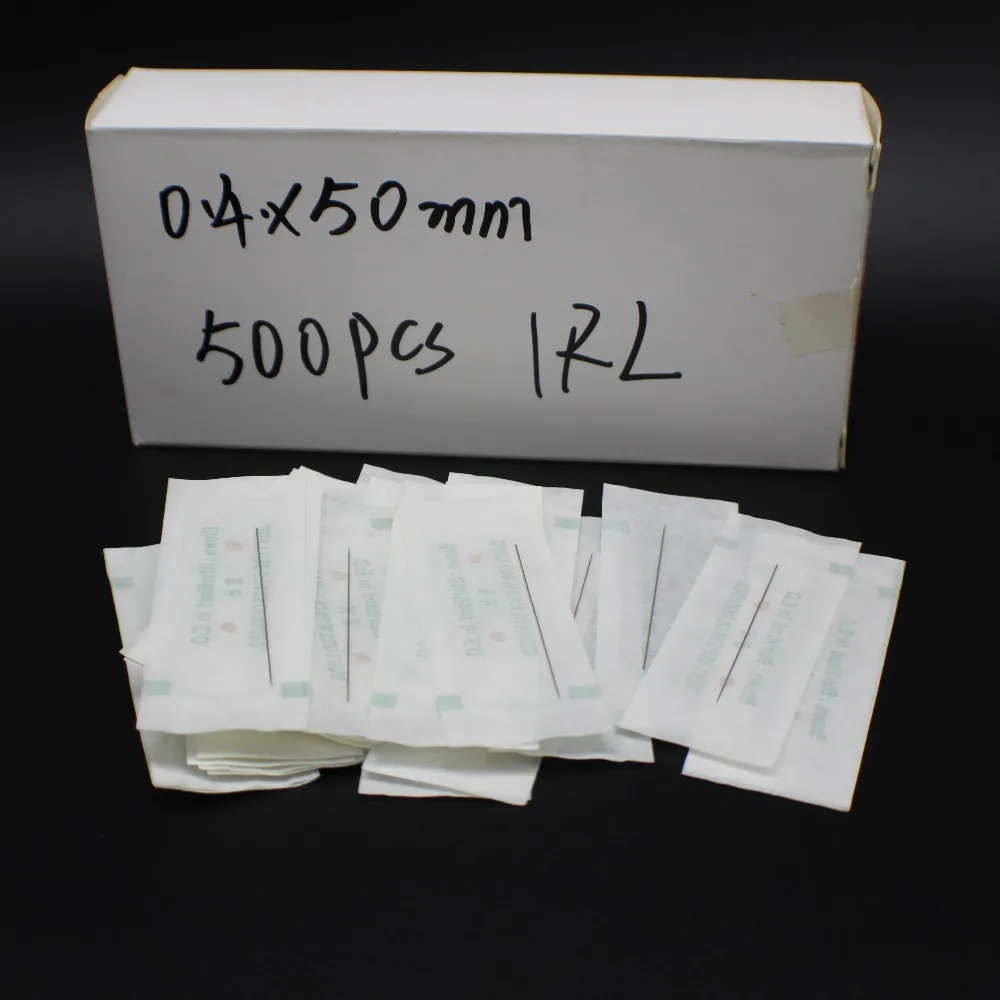 

500pcs Sterilized Eyebrow Tattoo Needle 0.4x50mm 1RL For Permanent Makeup Eyebrow Eyeliner Lips Tattoo Machine