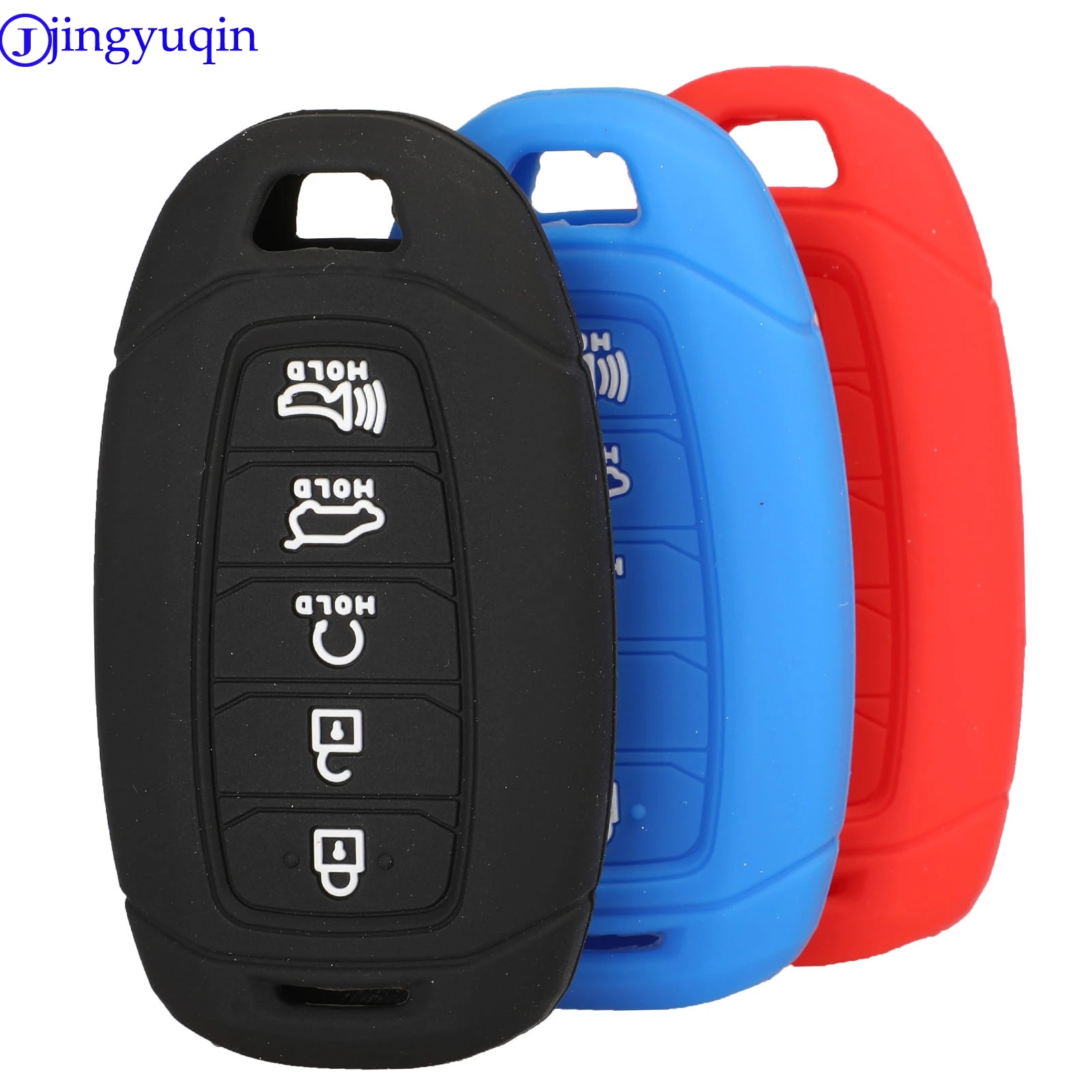 

jingyuqin 5b Key Silicone Cover Case For Hyundai i30 Ix35 KONA Encino Solaris Azera Grandeur Ig Accent Santa Fe Palisade 2017