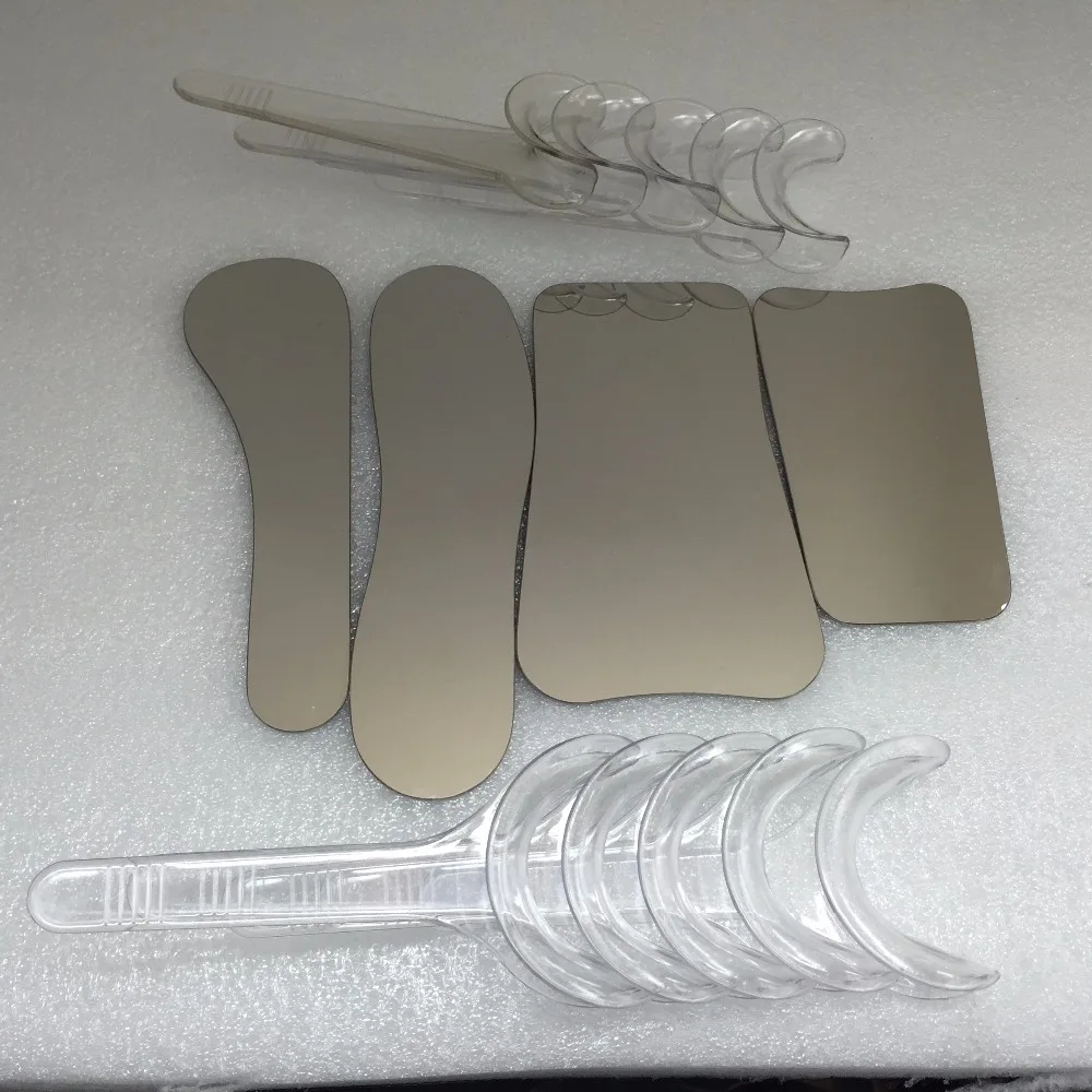 4pcs/Set Dental Clinic Stainless Steel photography Mirror +10pcs Dental Retractor Cheek Mouth