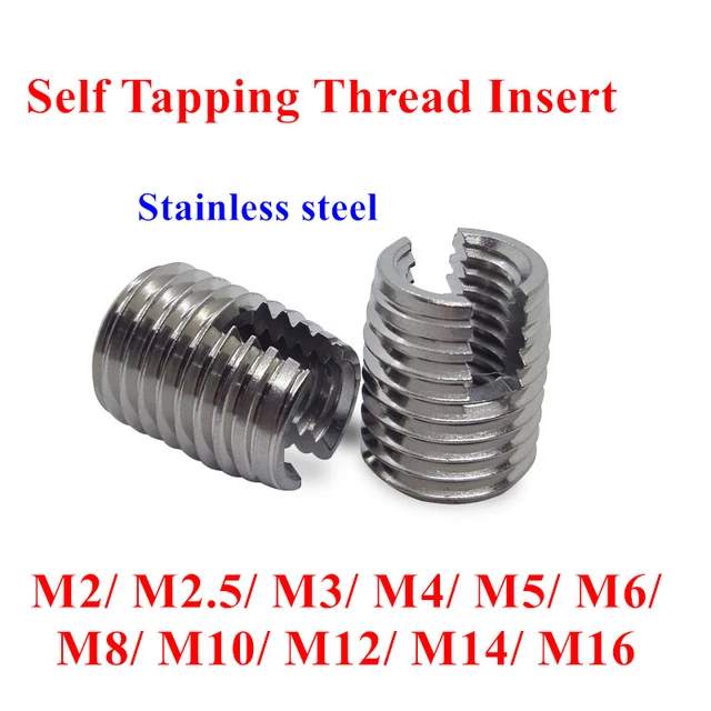 50Pcs Quick Thread Insert with Storage Case, M3 Self Tapping Thread Insert,  Stainless Steel Inner Thread Self Tapping Thread Inserts Set, Thread