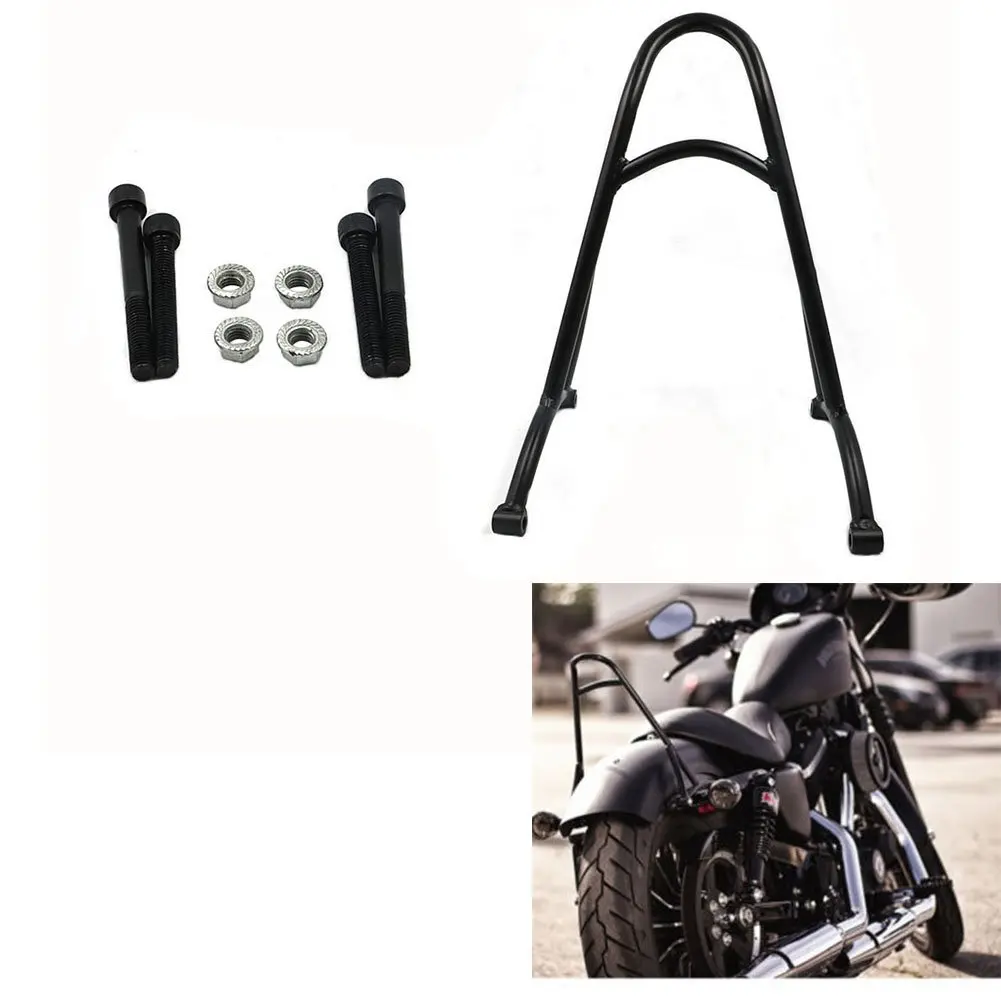 Burly Black/Chrome Short Sissy Bar Rear Passenger Backrest for Harley