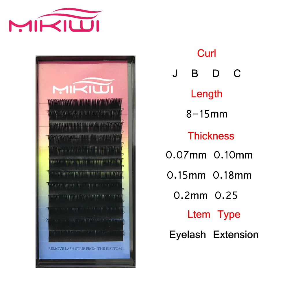 

Mikiwi 1 pc 0.05mm D Curl False Eyelash Extensions Thin and Soft Material 3d 6d Voluming Lashes Tray Lash extension