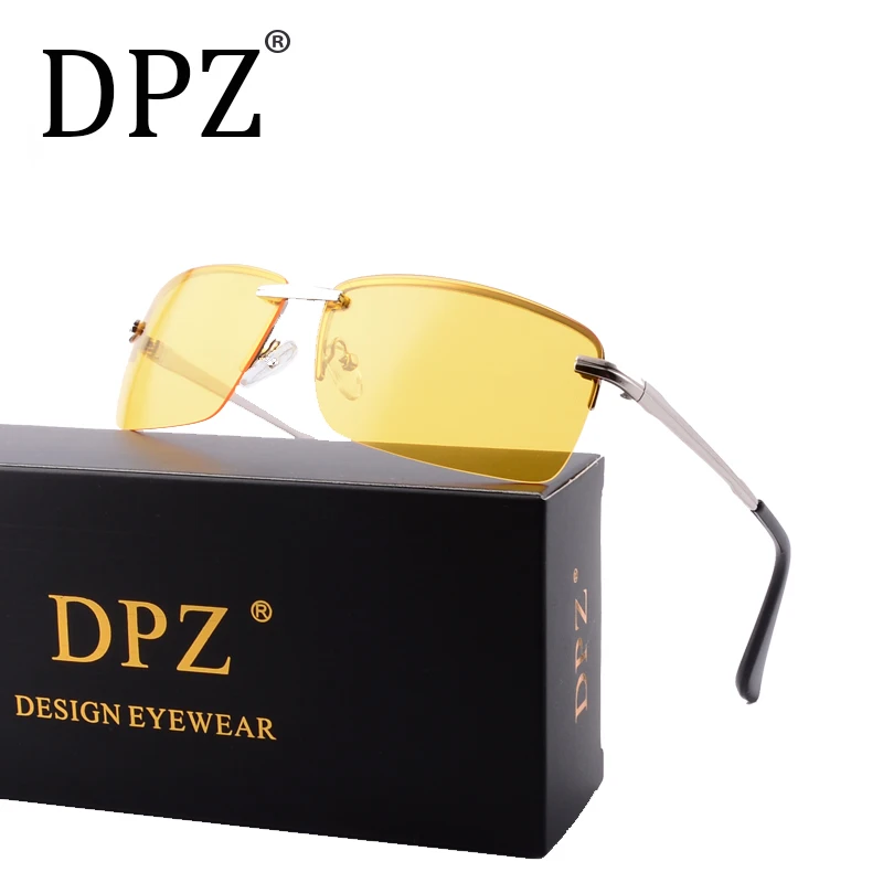 

DPZ Brands Men's Rectangular Frameless Polarized Sunglasses night vision UV400 Male Sun Glasses Women For Men Oculos de sol