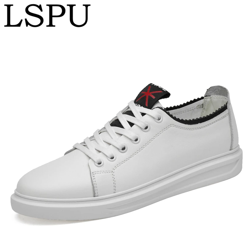 

2019 New Trend Men Skateboarding Shoes Lace Up Genuine Leather Causal Sneakers Fashion Breathable Men Trainers Shoes Size 37-45