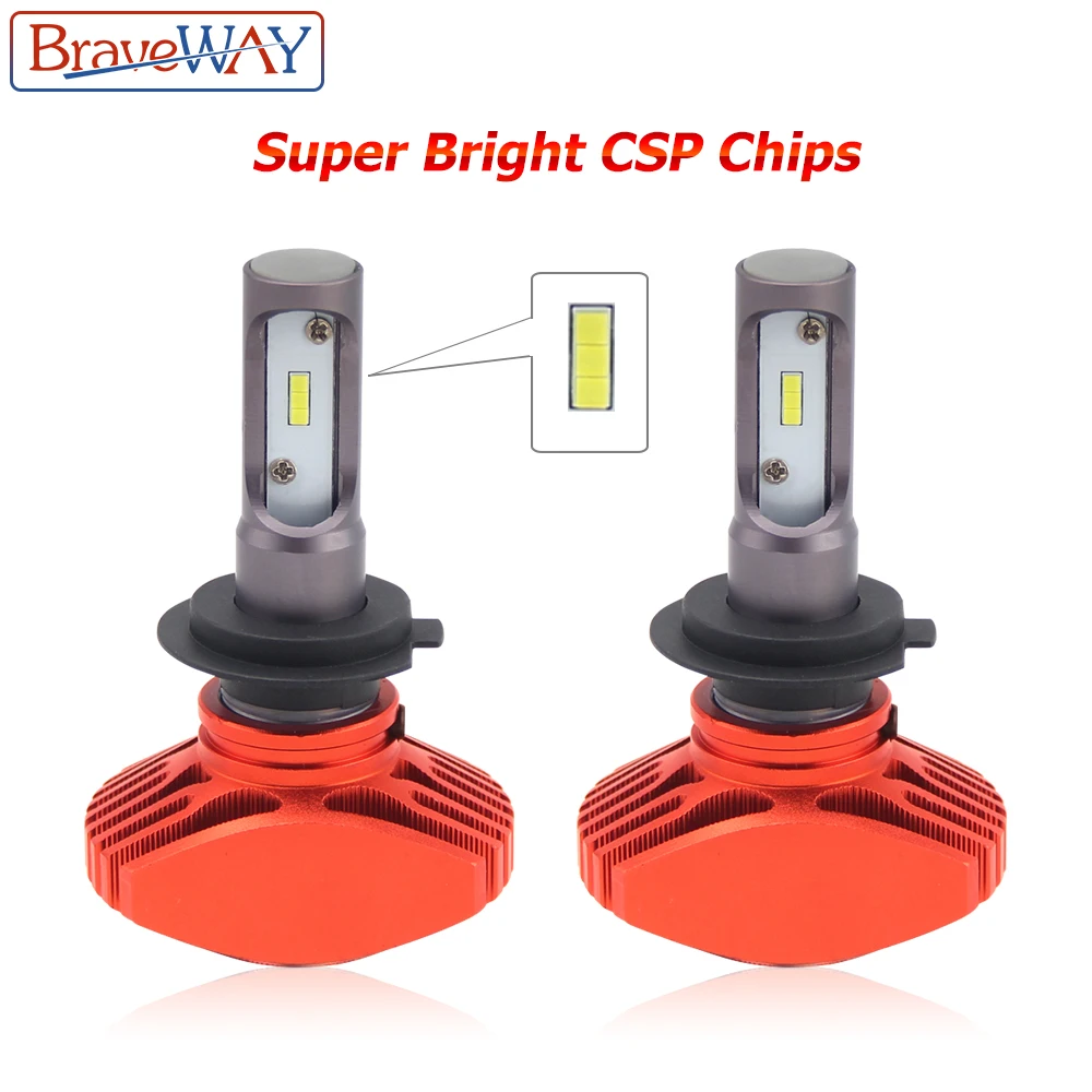 

BraveWay Super Brgiht CSP Chip H11 LED H7 Car Light H8 H9 Led Bulb HB3 HB4 9005 9006 H4 Headlights for Automobiles Cars 12V Lamp