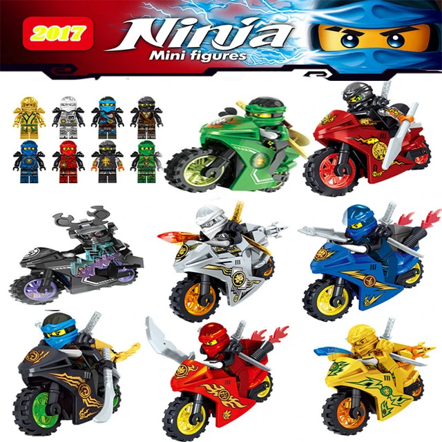 

Hot Ninja Motorcycle Building blocks bricks Kai Jay Zane Nya Lloyd With Weapons Action Compatible legoing NinjagoED Figures toys
