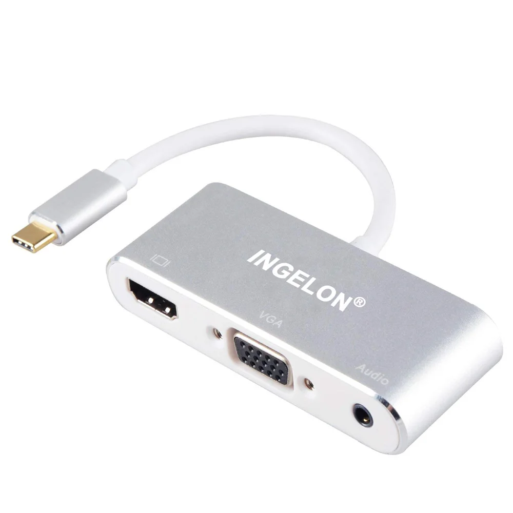 Ingelon USB Hub USB C to HDMI VGA Audio Adapter Type C to Duo Screen Display Converter for MacBook Pro Sony LG HDTV Samsung S8 9 (5)