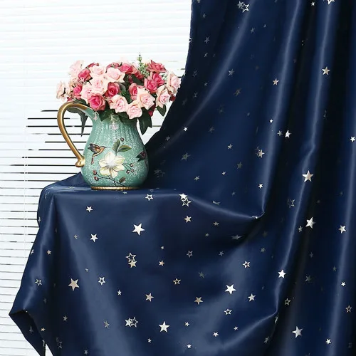 100*250 современные затемненные занавески на окна со звездами для детей, для мальчиков и девочек, постельные принадлежности, для гостиной, элегантные синие занавески, Cortinas para sala - Цвет: Тёмно-синий