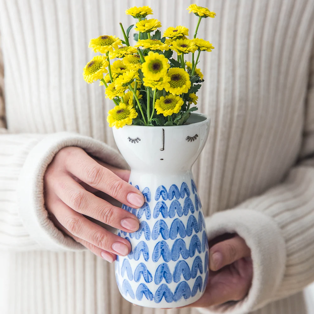 1pc cute girl vase ceramic flower vase modern elegant vase porcelain