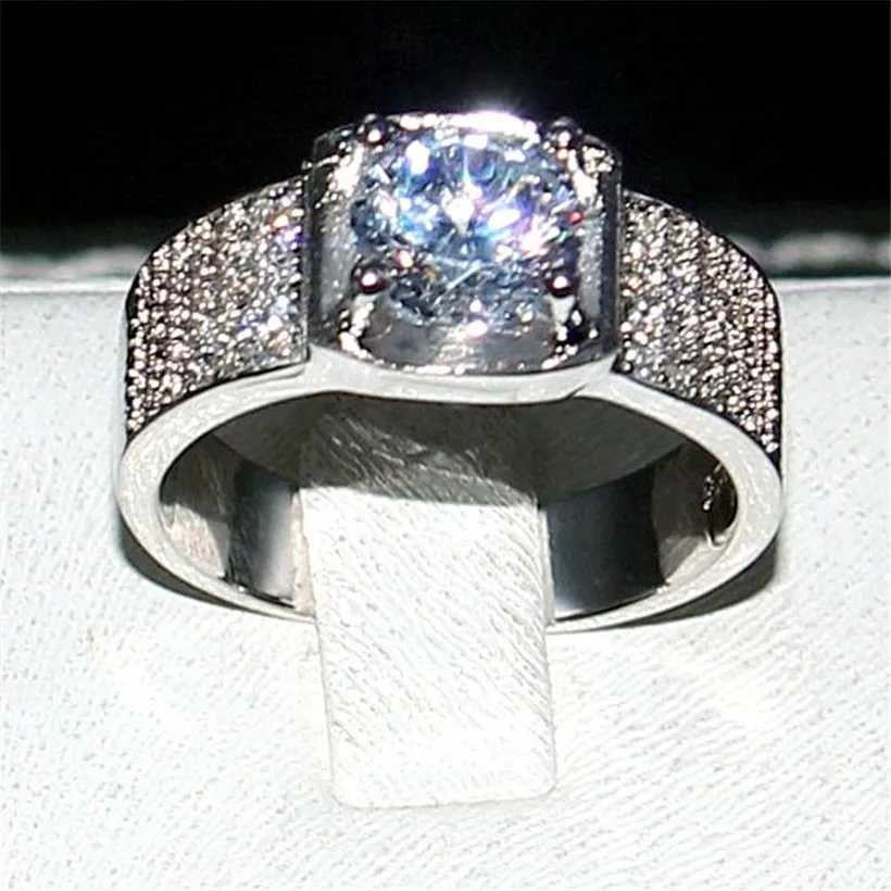 choucong Jewelry Men's 8*8mm 3ct AAAAA Zircon 925 Sterling Silver paev cz Stone ring Engagement Wedding Bands boys Sz 8-13 gift