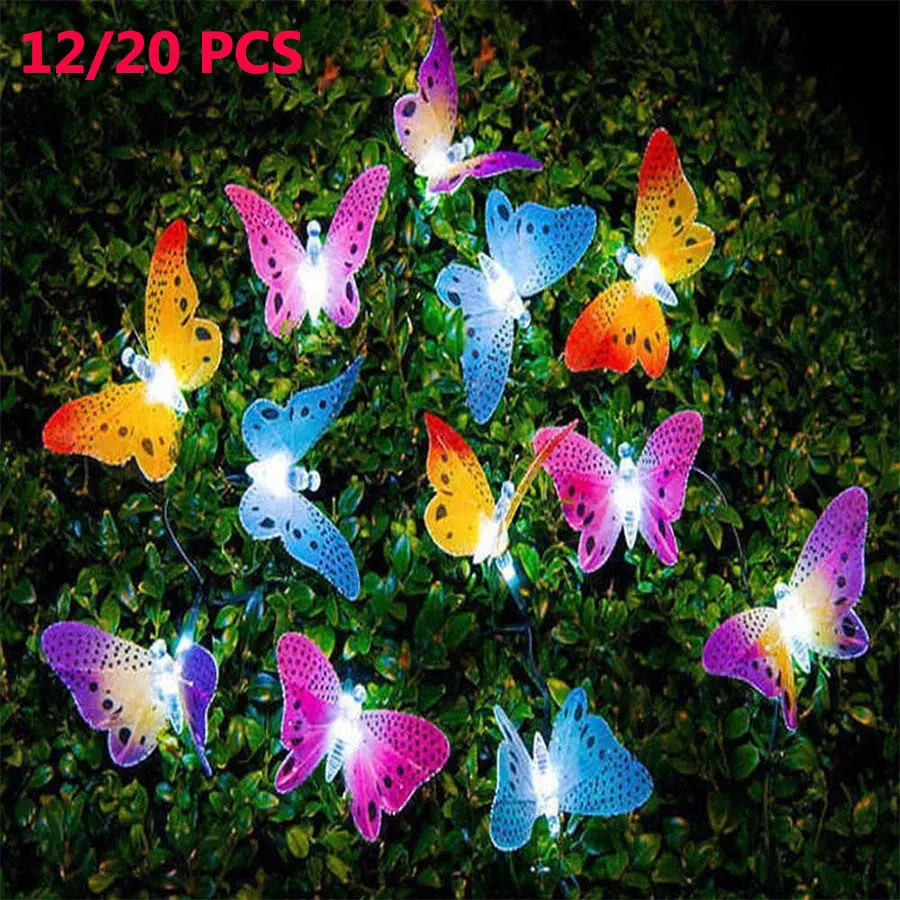 

12 20 LEDs Butterflies String Lights Solar Power Fairy String Lamp Outdoor Wedding Garden Party Christmas Decorative Lighting