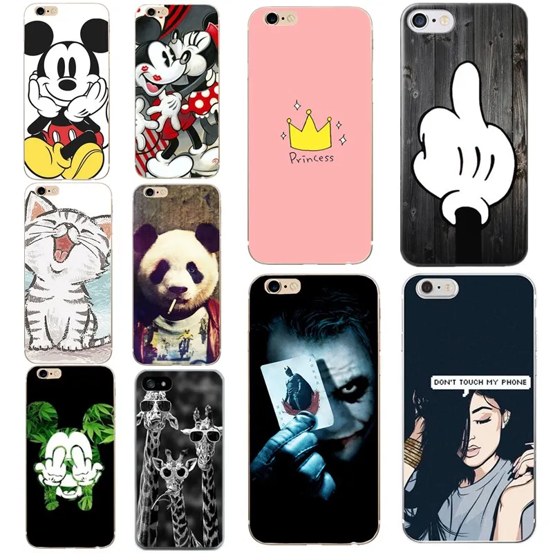 

Ultra Thin Phone Case For iphone se 5s 5 6s 6 7 plus Lovely Mickey Cat Panda Girl Man Silicone Soft For iphone 6s Cover Bags