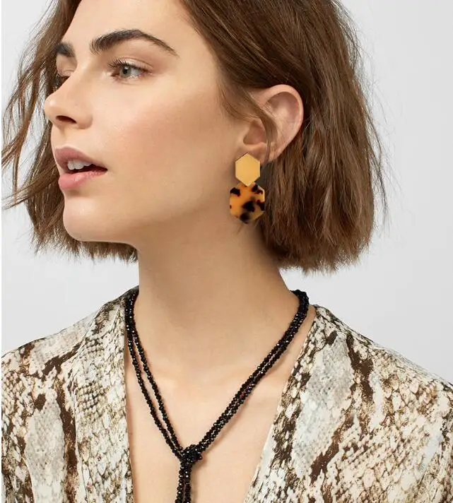 

New Design Acrylic Tortoise Korean Earrings 2019 For Women Resin Geometric Drop Dangle Earring Brincos Geometric Fashion Jewelry