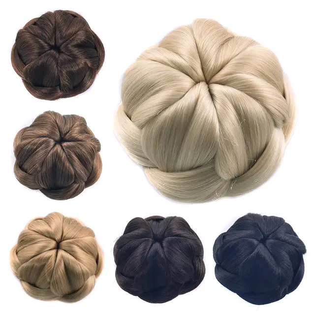 Soowee Blonde Braided Clip In Fake Hair Bun Synthetic Hair Chignon