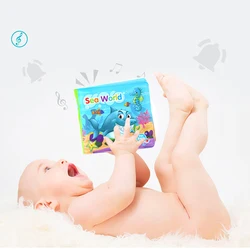 Livro de pano de aprendizagem precoce livro de banho à prova dwaterproof água com dispositivo bb desenvolvimento inteligência golfinho feliz fazenda eva brinquedo flutuante
