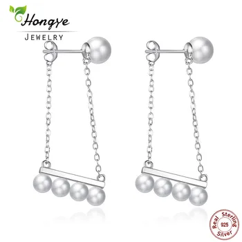 

Hongye 2020 Hot Selling 925 sterling silver jewelry Big size 100% real freshwater pearl earrings for women Top quality gift box