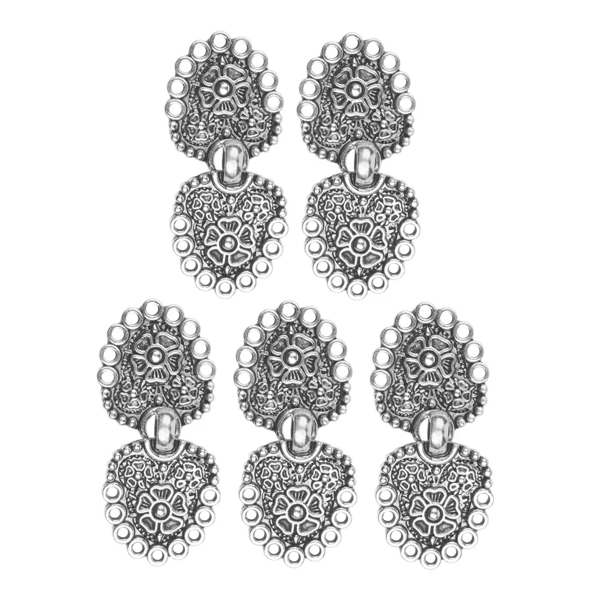 MSemis 5 пар застежки медные в форме сердца/цветочные детали накидка или плащ Застежка застежки Пришивные крючки глаза кардиган клип - Окраска металла: Silver