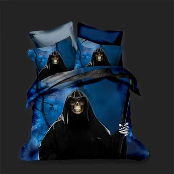 

Blue hat skull bedding set castle skull duvet cover with pillowcase bedding Twin Full Queen king size Bed bedline home textiles