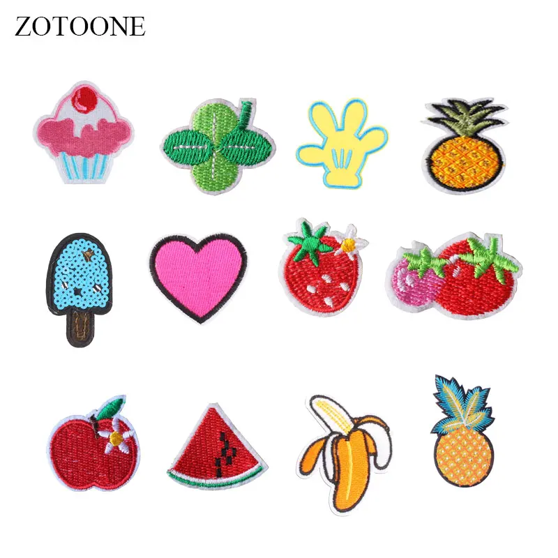 

ZOTOONE Fruit Patches Heart Stickers Cake Patch Iron on Clothes Heat Transfer Applique Embroidered Applications Cloth Fabric G