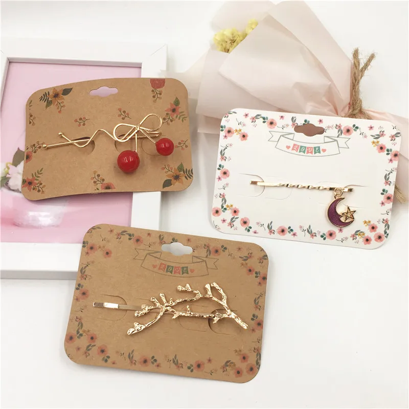 

9.7x7cm 30Pcs/Lot The New Hair Pin Cards Handmade With Love Flowers Clusters Lace Patterns For Pack Hair Clips Brooches Barrette