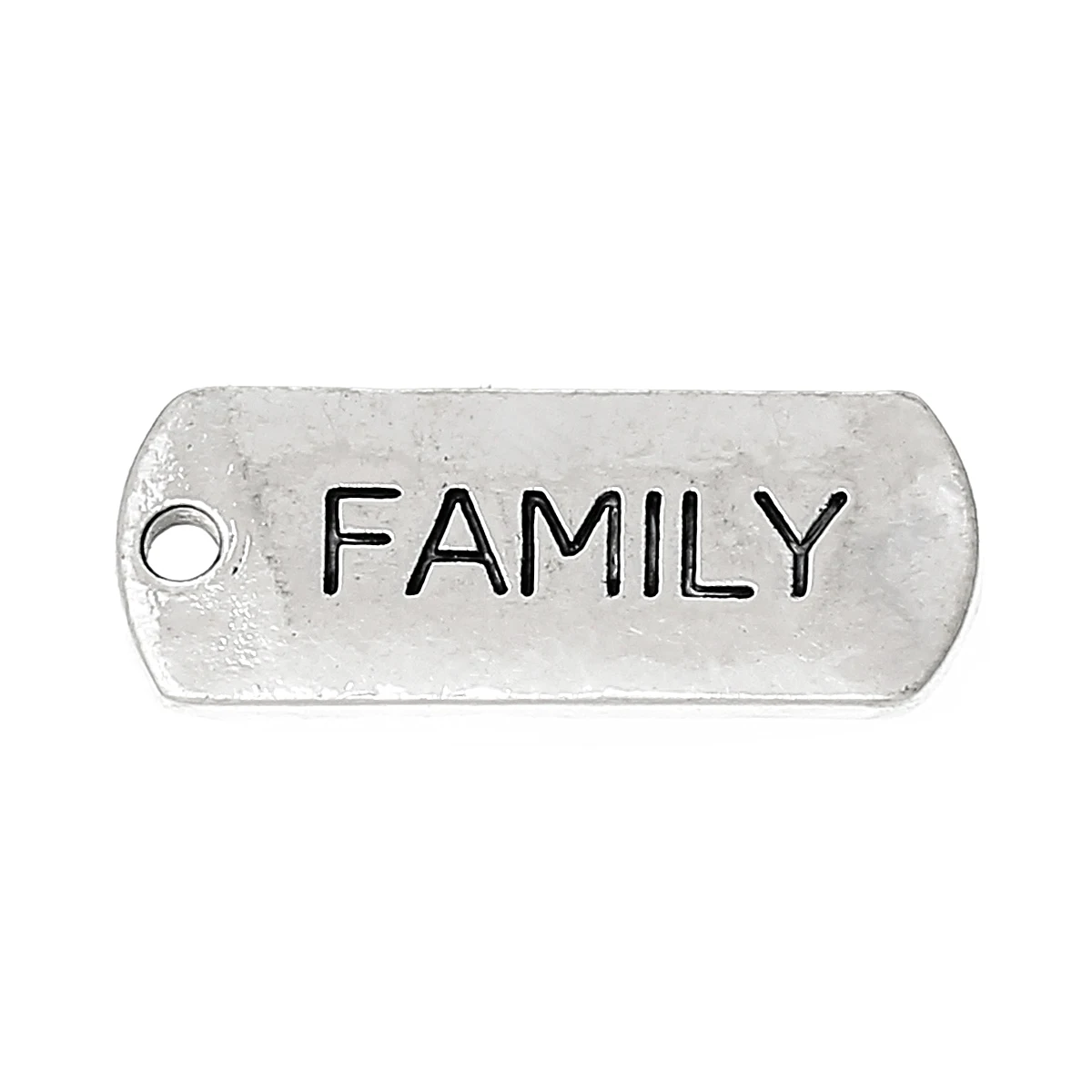 

DoreenBeads Zinc metal alloy Charm Pendants Rectangle Antique Silver Message Pattern " FAMILY " 21mm(7/8")x 8mm(3/8"),5 PCs