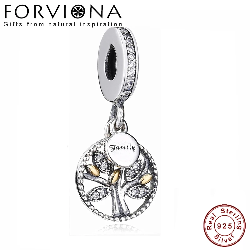 

100% Real 925 Sterling Silver Beads Family Heritage Pendant Charm Fit Original Pandora Charms Bracelet DIY Silver Jewelry