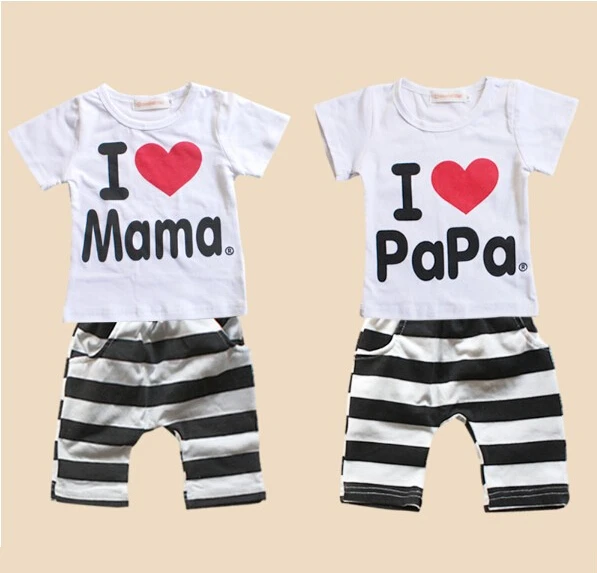 

2019 New Baby's clothing set 100% Cotton for Toddler Baby suit Kids clothes Girls Boys I LOVE PAPA MAMA and Mother and Father