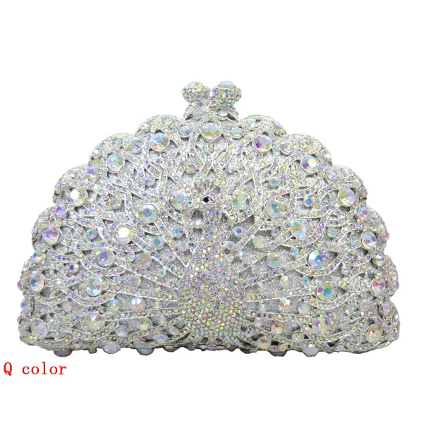 Стильные вечерние сумочки с животным павлином и бриллиантами, роскошный клатч с кристаллами, свадебные сумочки, женские вечерние сумочки, сумочки для банкета 88196 - Цвет: U peacock bag
