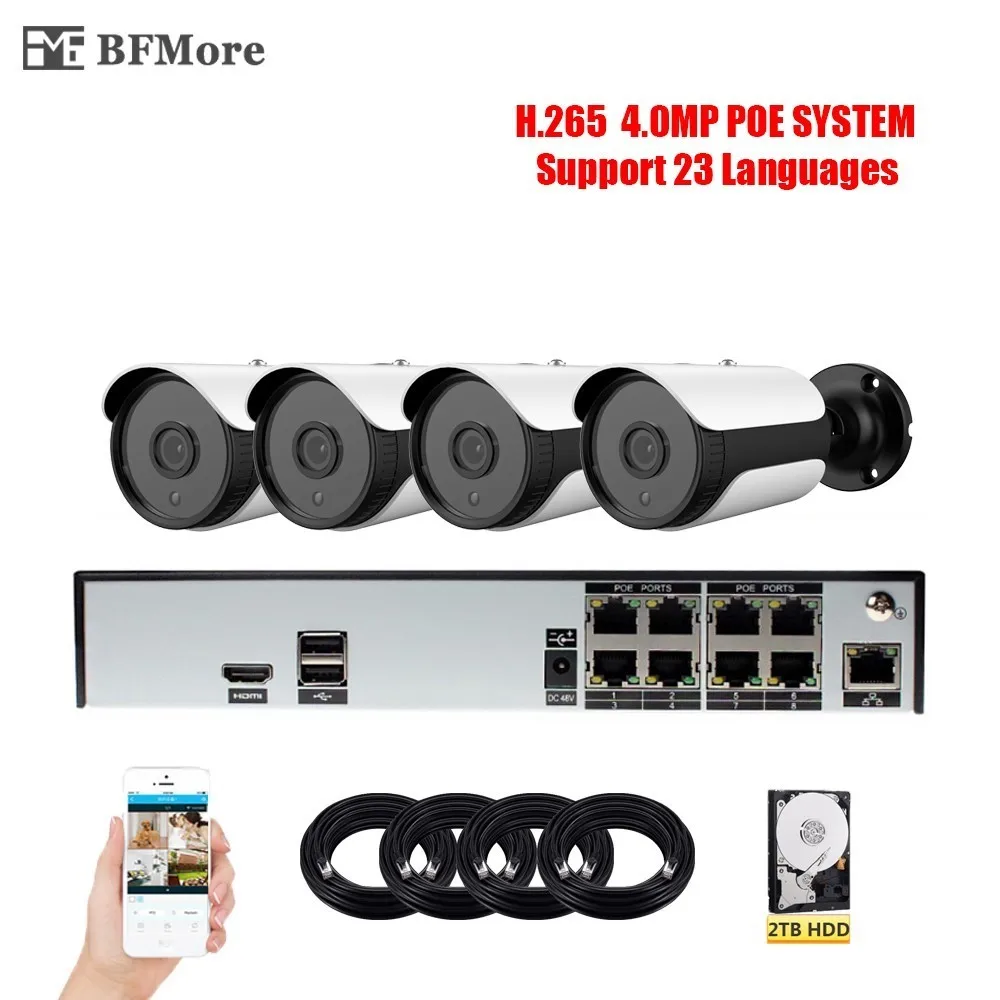 

BFMore H.265 4.0MP POE 4CH NVR Kit CCTV System IP Camera IP67 Outdoor Waterproof Video Security Surveillance Set P2P XMeye CMS