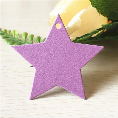 100 шт. пятиконечная звезда крафт-бумага бирка подарок DIY висячая бирка цена свадебный багаж имя этикетка карты 5,2x5,2 см - Цвет: purple
