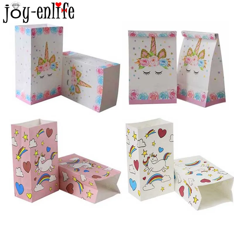 

JOY-ENLIFE Unicorn Birthday Party Paper Bags Cookies Bags Kids Party Favors Popcorn Bags 1st Birthday Baby Shower Party Supplies