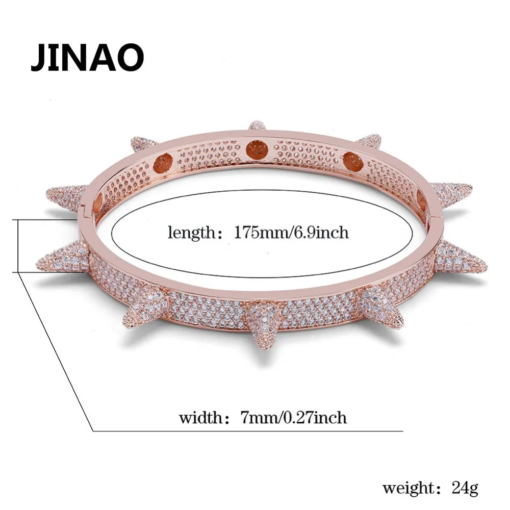 Браслет с шипами Роскошные бусины из кубического циркония, хип-хоп, розовое золото, серебро, браслеты с заклепками браслеты с шипами, подарки для мужчин и женщин