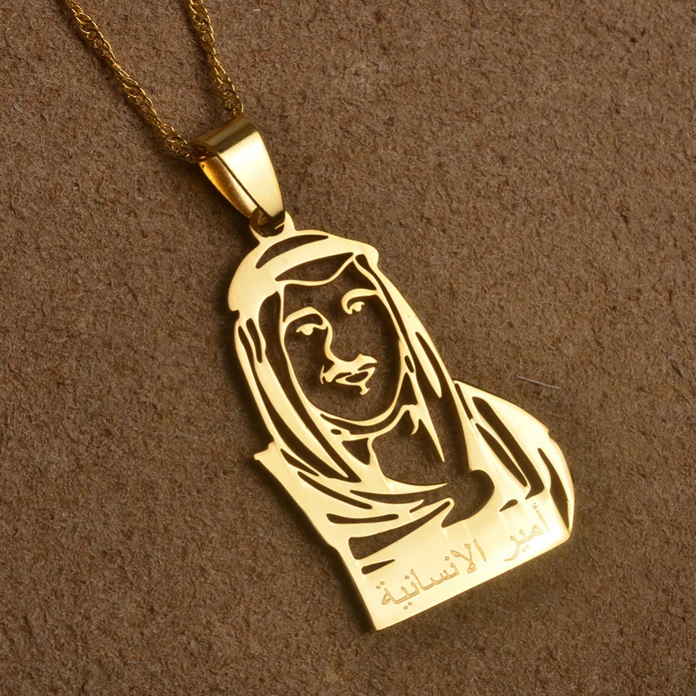 Золото Цвет Кувейт Нержавеющая сталь кулон ожерелья для Для женщин девочек Кувейта Jewelry подарки# J0897