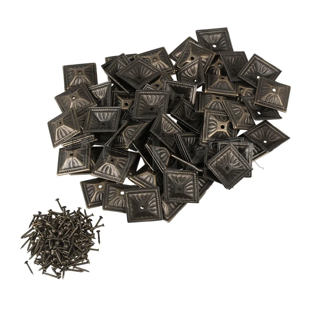 BQLZR 21x21mm Square Nailhead Bronze Iron Antique Upholstery Nails Tacks Studs Pins Furniture Decorative Pack of 100 | Обустройство