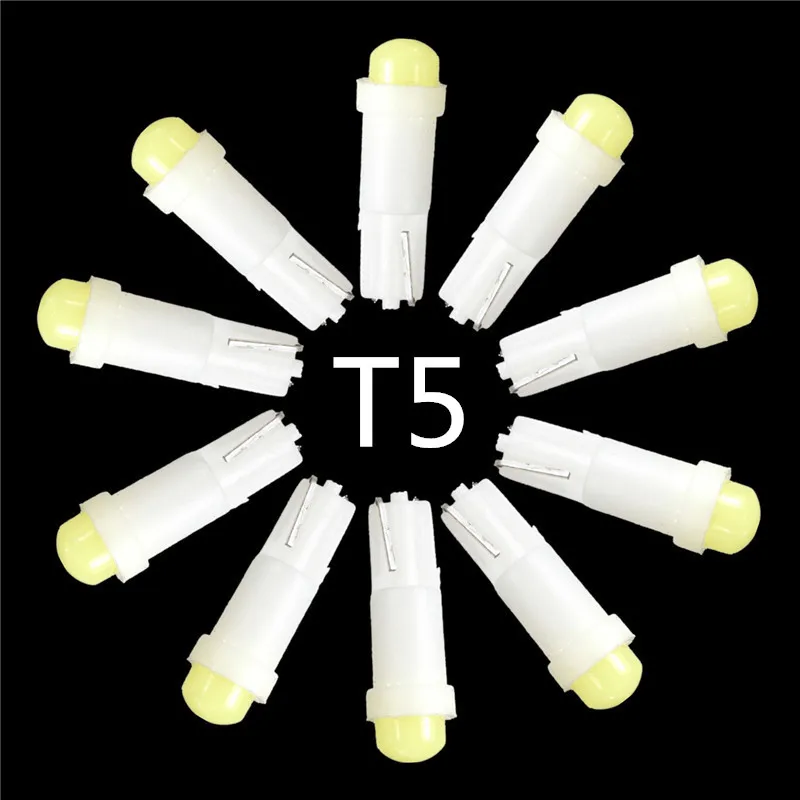 

10pcs/lot T5 0.2W 1 SMD Led Ceramic Car Auto Side Wedge Gauge Dashboard Instrument Lights Lamp Bulb DC12V