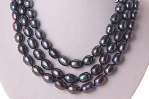 

Miss charm Jew1314 stunning 3rows big baroque black freshwater cultured pearl necklace AAA